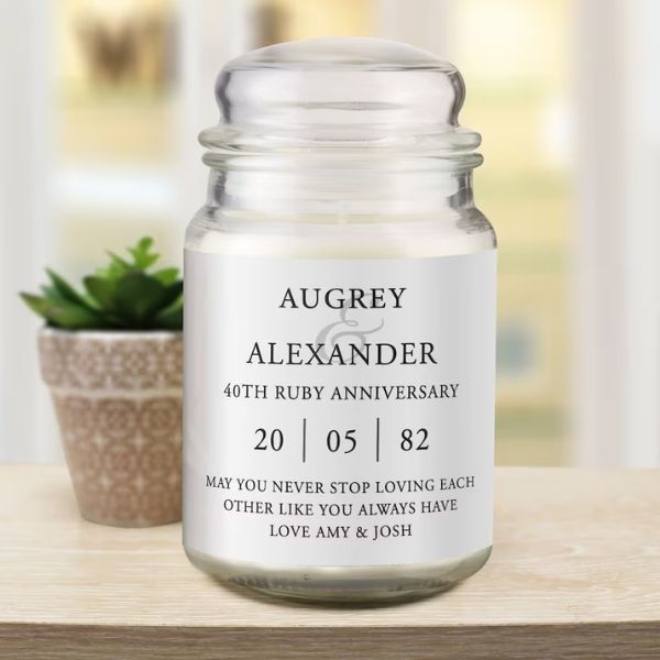 Personalized Couples Large Scented Jar Candles illuminate 50 years of love, offering a fragrant 50th anniversary gift.