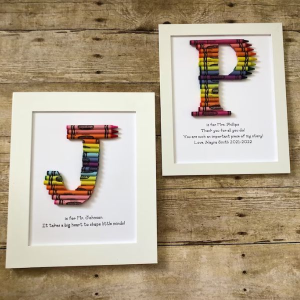 Personalized Crayon Print, a vibrant and custom gift for a creative daycare teacher.