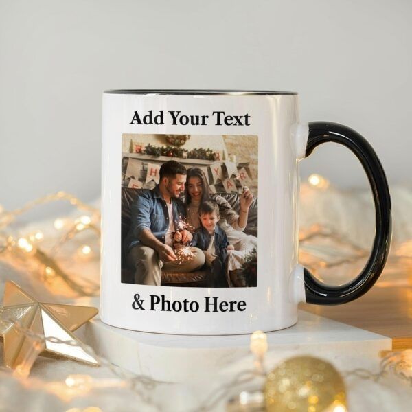 Custom Text + Photo Mug warms hearts, a cherished Father's Day family gift.