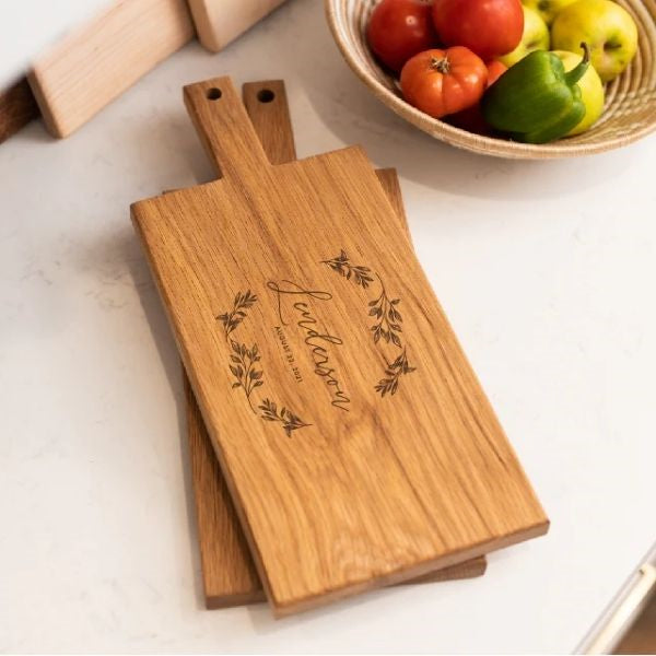 A personalized cutting board, a sentimental mom birthday gift for the heart of the kitchen.