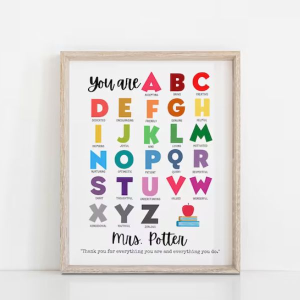 Personalized Day Care Teacher Print, a bespoke gift to show appreciation for a daycare teacher.
