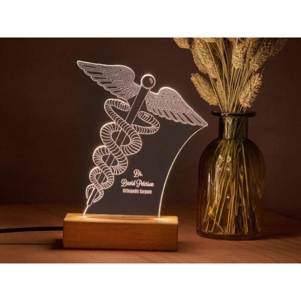 Stylish personalized desk lamp for doctors, an illuminating retirement gift for a physician's office