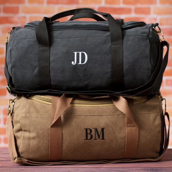 Personalized Duffle Bag for Guys, a practical and stylish 2 year anniversary gift for him.