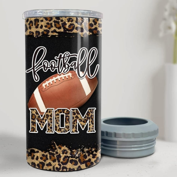 Football can cooler with personalization, a cool football gift for boys.