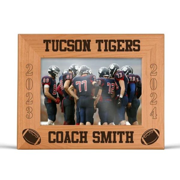 Personalized picture frame engraved for a football coach, a memorable gift