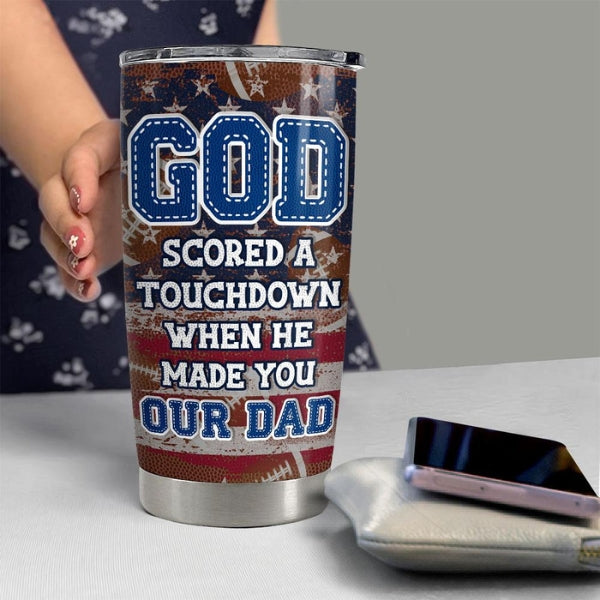 Personalized football tumbler for hydration, a stylish football gift for boys