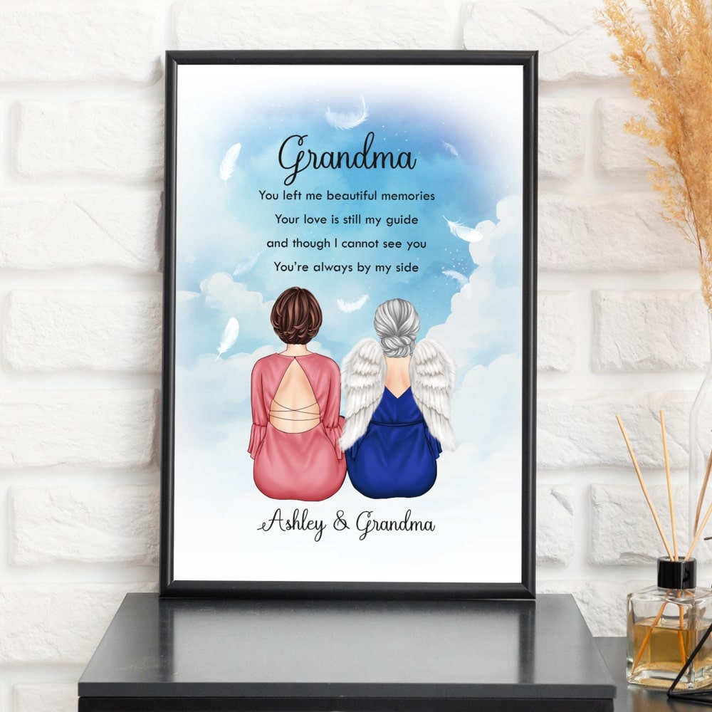 A personalized poster featuring a heartfelt condolence message for Grandma