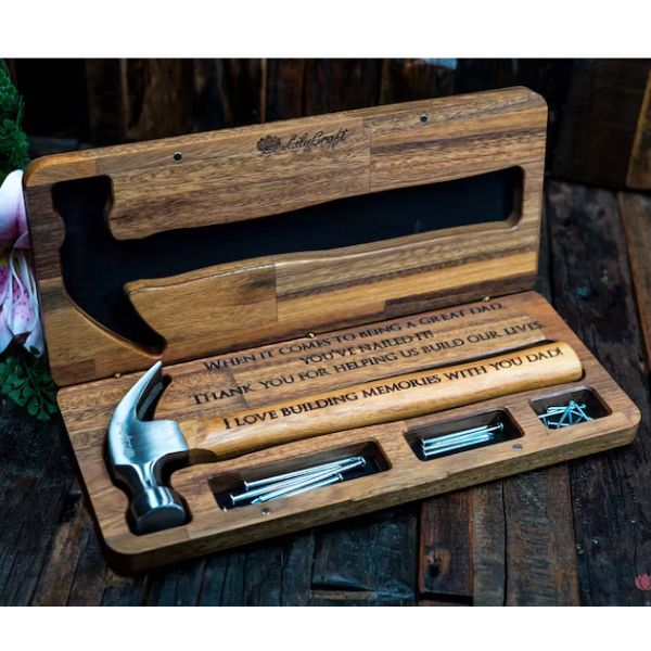 Personalized Hammer Gift Set for the DIY grandpa - practical grandad birthday gifts.