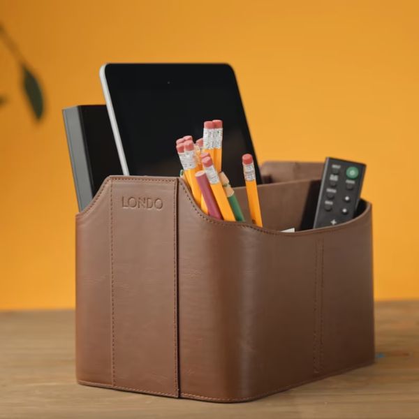 Personalized Hand Crafted Leather Desk Organizer, a bespoke 2 year anniversary gift for a refined workspace