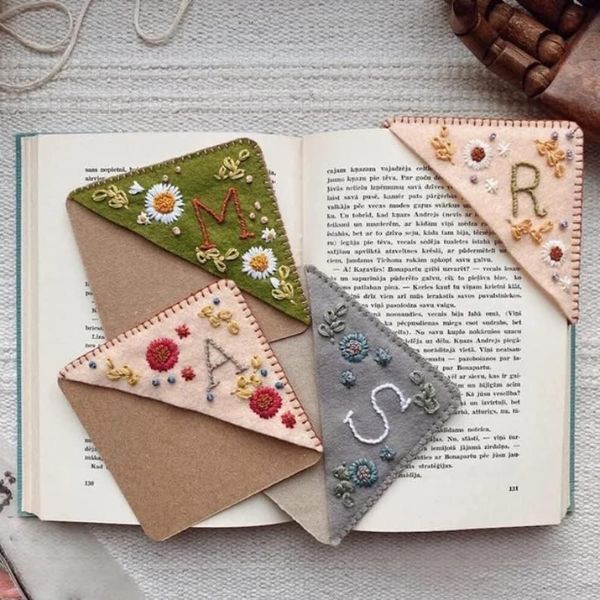 Personalized Hand Embroidered Corner Bookmark, a unique and thoughtful gift for a reader.