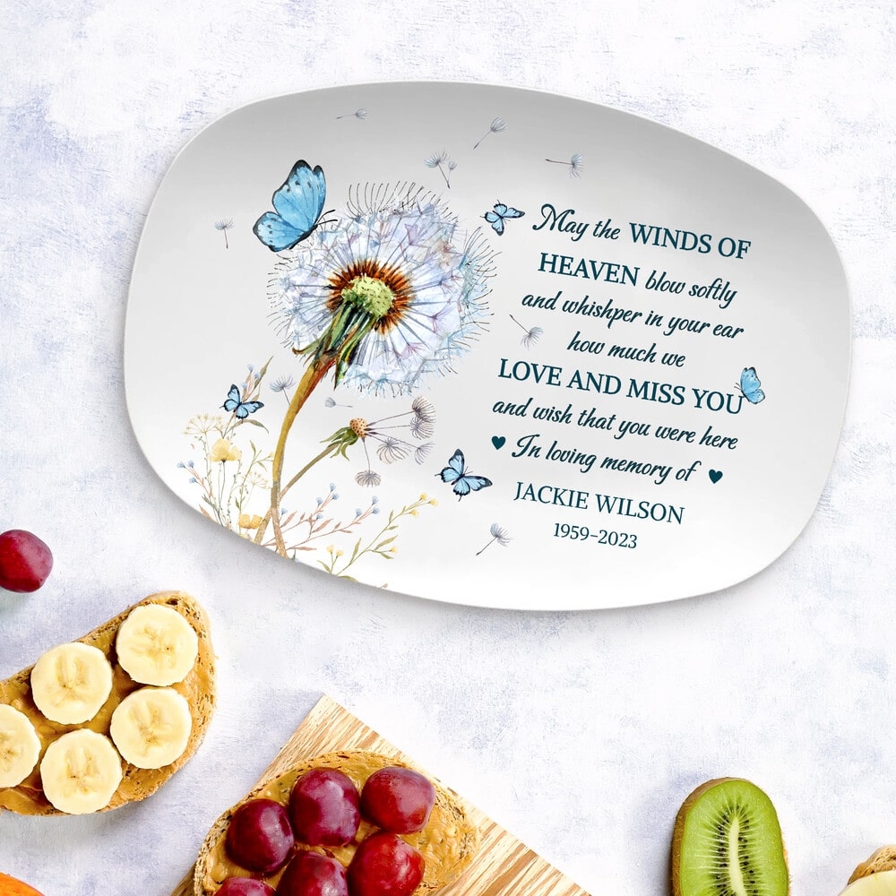 Memorial platter with personalized inscription, a loving tribute to cherish the memory of a dear one. Love and miss you forever