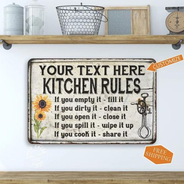 Personalized Kitchen Sign Kitchen Rules Sign 50th birthday gift ideas for mom