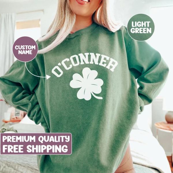Make it personal with the Personalized Last Name St. Patrick's Day Sweatshirt—a unique and meaningful way to celebrate the Irish spirit.