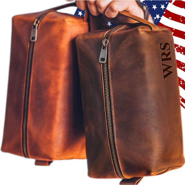 Personalized Leather Dopp Kit, a quintessential accessory for Personal Care and Wellness.