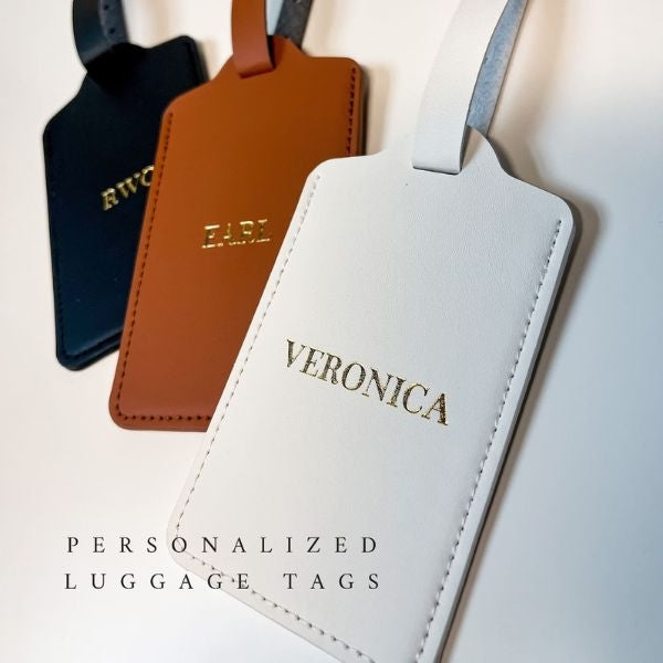 Personalize her travel experience with the chic Personalized Luggage Tags, a thoughtful and practical anniversary gift for your wife.