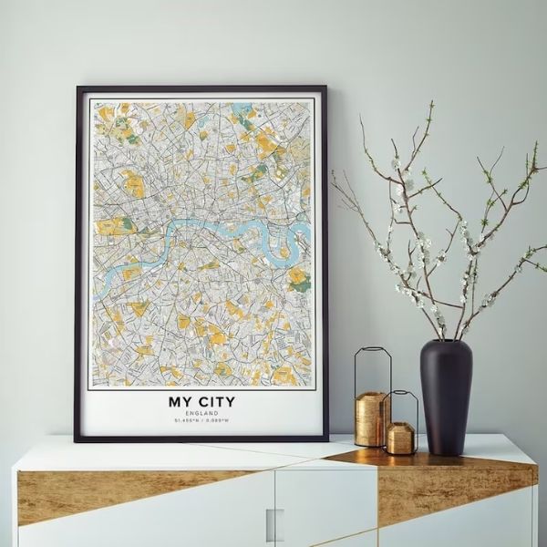 Personalized Map Poster, a sentimental graduation gift for her, showcasing a personalized map of a meaningful location.