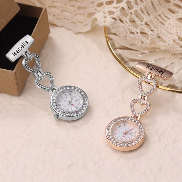Personalized Nurse Name Pocket Watch with Diamond shines with appreciation.
