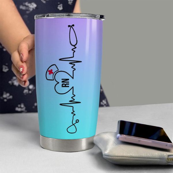 Honor National Veterinary Day with a Personalized Nurse Tumbler, featuring a heartbeat stethoscope design for the devoted veterinarian.