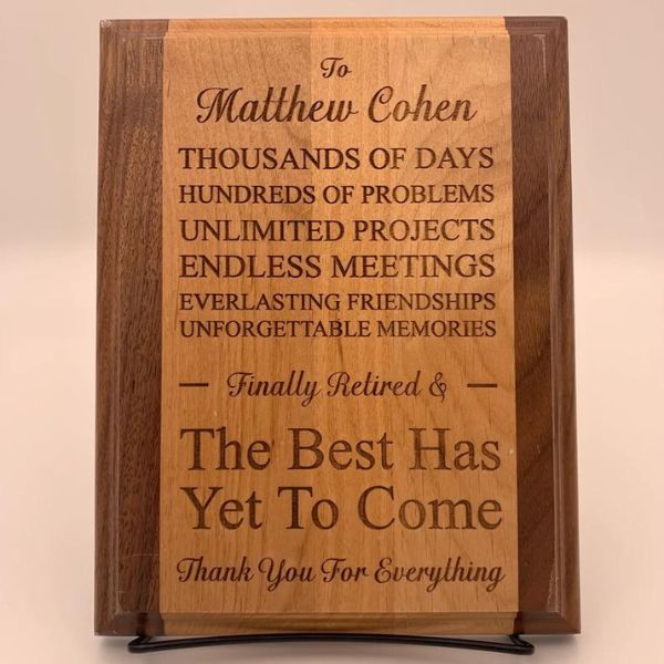 Personalized Plaque for Retirement, a unique gift to celebrate a coworker's career milestone.
