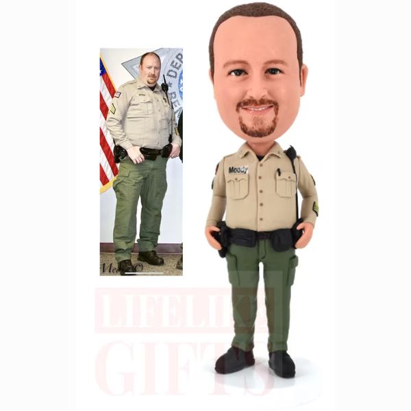 Personalized Police Officer Bobblehead, a fun and customized police retirement gift.
