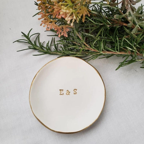 Personalized Ring Dish to celebrate an engagement.