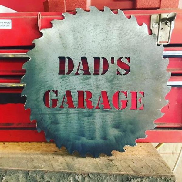 Personalized sawblade, unique tool-themed decor for dads