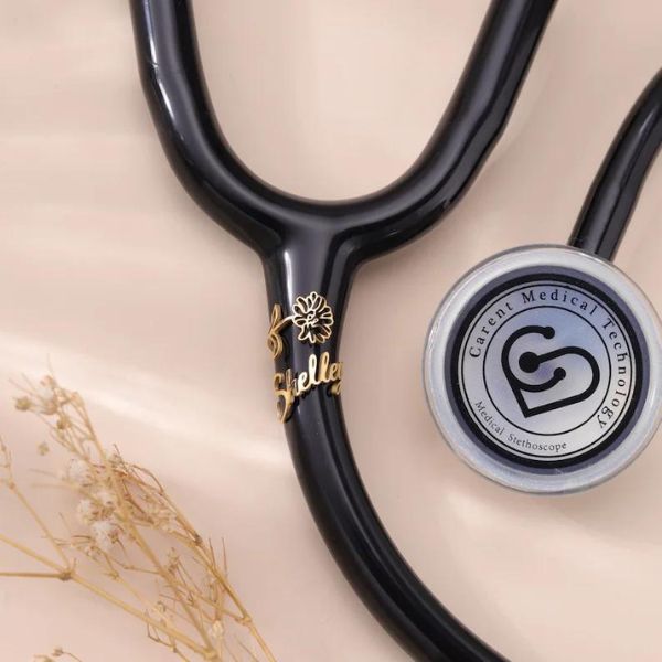 Celebrate doctors' day with a Personalized Stethoscope Name Tag featuring Birth Flower and Birthstone.