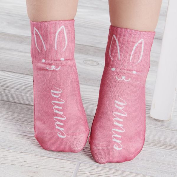 Personalized Toddler Bunny Treats Socks is an adorable and custom, ideal for Easter.