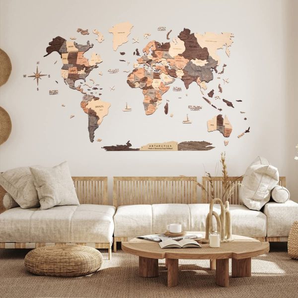 Intricately detailed Personalized Travel Map, a thoughtful military retirement gift capturing global adventures.