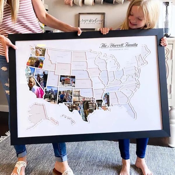 Personalized USA Photo Map, creative photo gifts for travel-loving dads