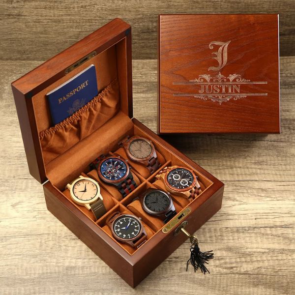 Personalized Watch Storage Box, a stylish and practical anniversary gift for boyfriends.
