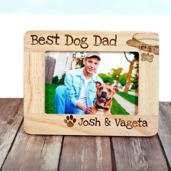 Personalized Wooden Photo Frame christmas gift for dog dad