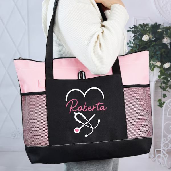 Personalized Zippered Caddy Organizer Tote Bag as an ideal organizational gift for nurse practitioners