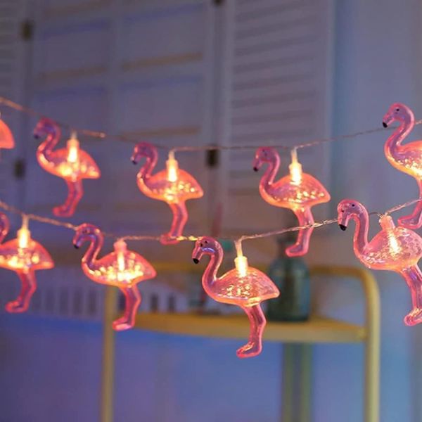 Pink Flamingo String Lights are decorative outdoor lighting.