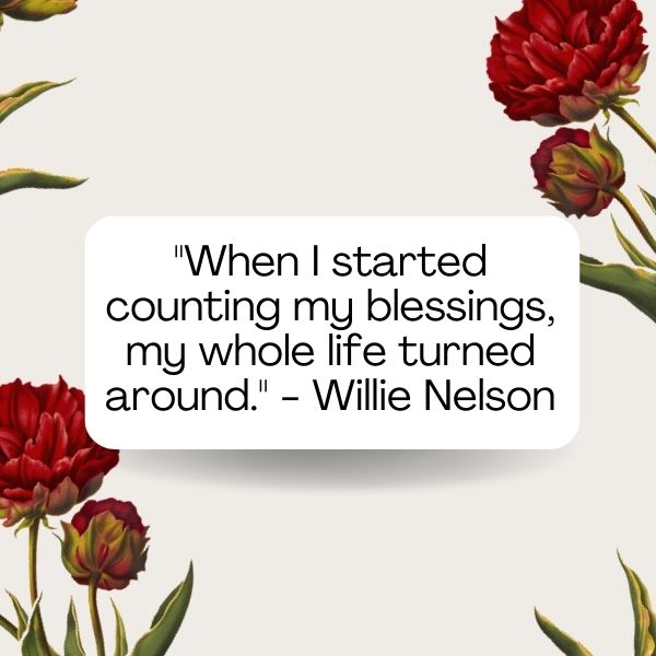Willie Nelson's quote about the transformative power of gratitude.