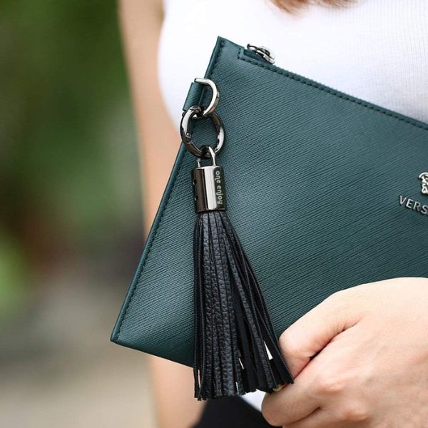Power Up Lightning to USB Tassel Keychain, a chic and practical birthday gift for daughters.