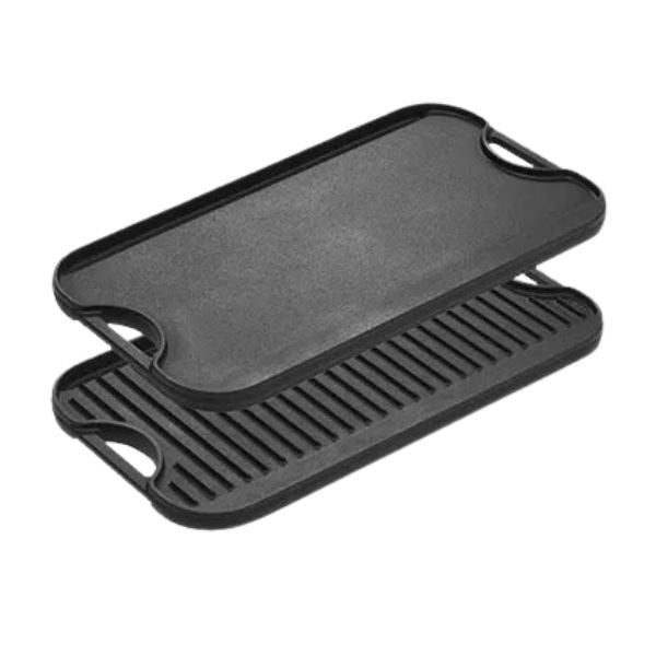 A Pre-Seasoned Cast-Iron Reversible Griddle with handles is an ideal birthday gift for dad