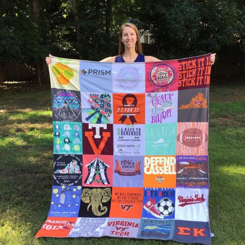 Project Repat T-Shirt Quilt, a personalized gift commemorating daughter's journey.