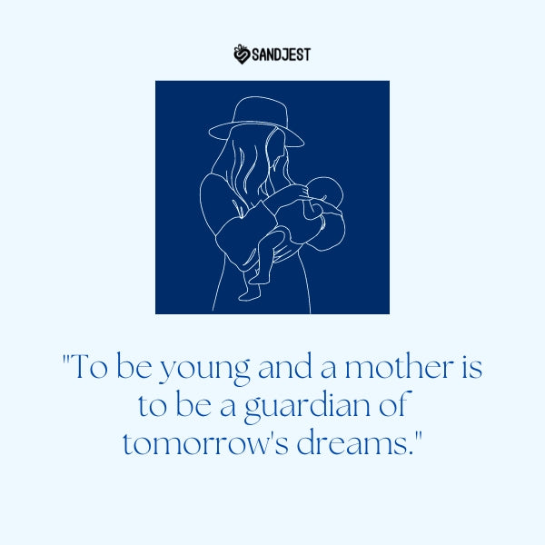 A silhouette of a young mother with her child symbolizes the youthful energy in proud young mom quotes.