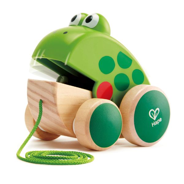 The Pull-Along Wooden Frog is a whimsical Easter gift for babies