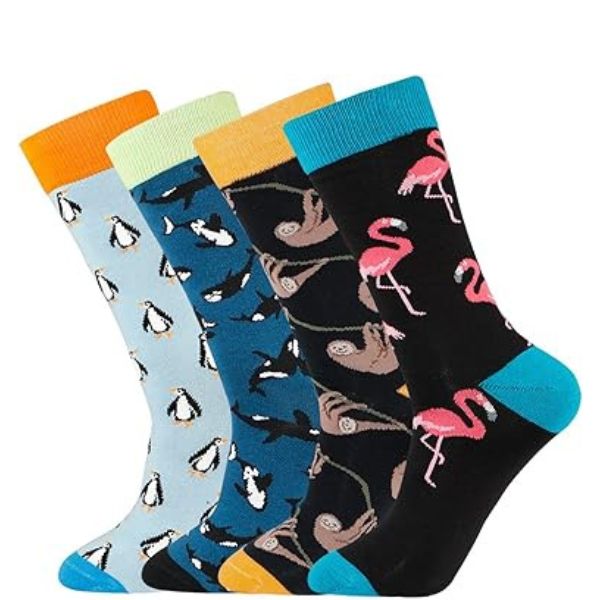 Add a touch of whimsy to your dad's wardrobe with these Quirky Patterned Socks - a fun pick in Father's Day gift ideas from a daughter.