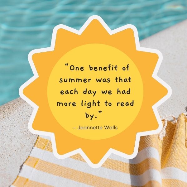 A vibrant collection of summertime quotes displayed on a sunny beach background for summer quotes inspiration.