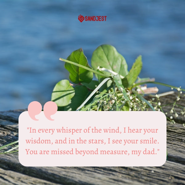 A memorial flower laid on a lakeside dock, evoking memories of a beloved father-in-law.