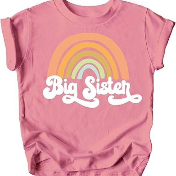 Rainbow Big Sister T-shirt is a colorful and joyful shirt, an ideal big sister to be gift.