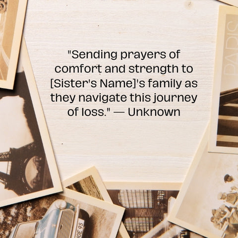 Prayers for comfort and strength in a sympathy message for loss of sister.