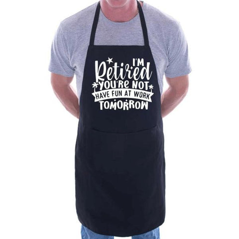 Retired Funny Apron, a humorous and practical gift for retired men who love to cook.