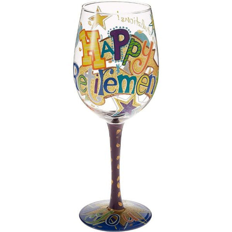 Retirement Artisan Painted Wine Glass, a celebratory gift for retiring educators