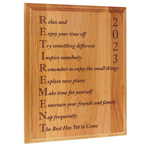 Handsome Retirement Oak Wood Engraved Plaque, a tribute to dad's career