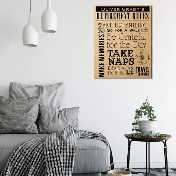 Inspirational Retirement Rules Poster, guiding a fulfilling retired life