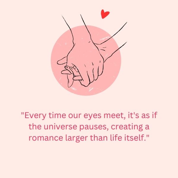 Love quote on a simple, romantic illustration of two people holding hands.